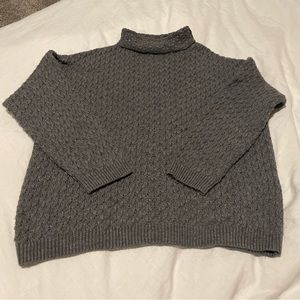 Gray Knit Turtleneck Sweater
